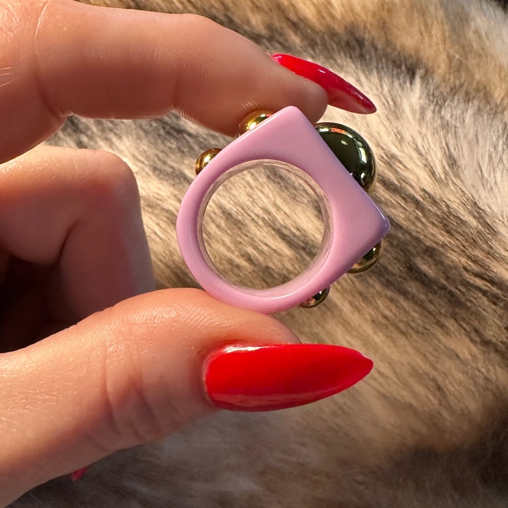 Retro Lavender Gold Bubble Resin Statement Ring - Picture 5 of 6